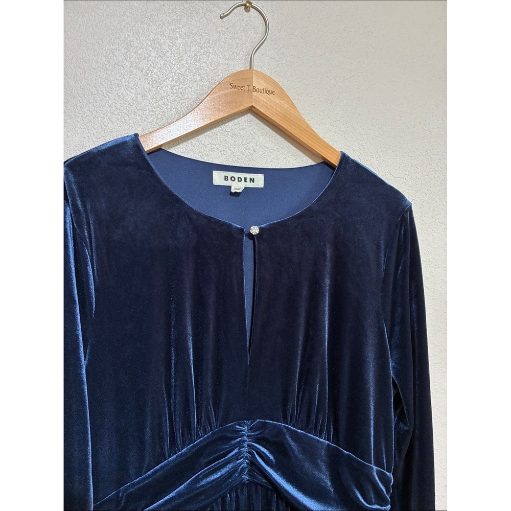 Boden 12R Navy Tilda Velvet Long Sleeve Midi Dress Quiet Luxury Mother of Groom - Picture 6 of 16